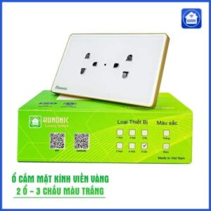 Ổ Cắm Hunonic Có Tiếp Địa Viền Vàng