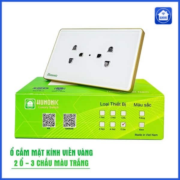 Ổ Cắm Hunonic Có Tiếp Địa Viền Vàng