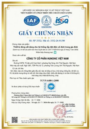 Chứng nhận TCVN 6480-1:2008 - nhà sản xuất Hunonic