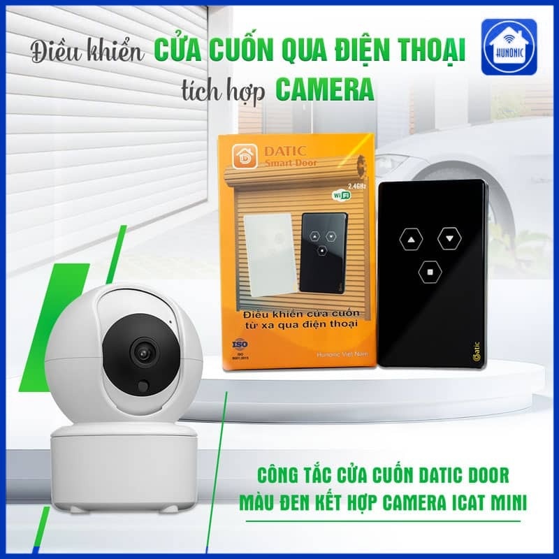 Combo Công Tắc Cửa Cuốn Datic Màu Đen Kết Hợp Camera Icat Mini