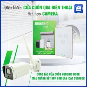 Combo Công Tắc Cửa Cuốn Hunonic Màu Trắng Kết Hợp Camera Icat Outdoor