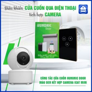 Combo Công Tắc Cửa Cuốn Hunonic Màu Đen Kết Hợp Camera Icat Mini