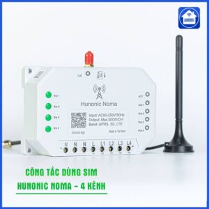 Công tắc Hunonic Noma 4CH – Điều khiển mọi thiết bị từ xa qua điện thoại dùng sim